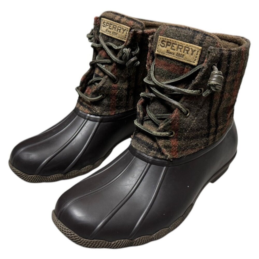 SPERRY Rain Boots Designer Winter Fall Spring Ankle Bootie Waterproof Womens 6.5
